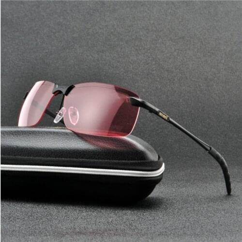 2019 alloy Frameless Sunglasses Men Polarized Sunglasses Day/Night Dual-purpose Driving Glasses Eyewear UV400 FML