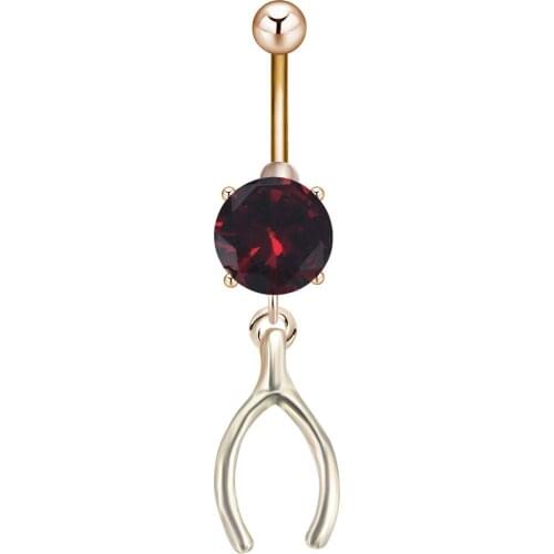 Wishbone Pearl Belly Navel Ring Body Jewelry Piercing Women