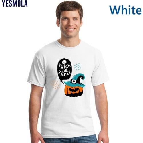 YESMOLA Trick or Treat Halloween Shirt for Men Short Sleeve Custom Tshirt 2021 Summer Casual Homme Tops Tee Halloween Clothes