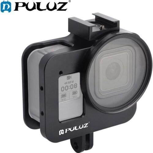 PULUZ Housing Shell CNC Aluminum Alloy Protective Cage Case with 52mm UV Lens for GoPro HERO8 Black