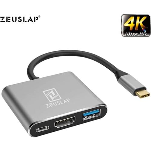 ZEUSLAP USB 3.1 Type C to HDMI Hub Adapter 4K USB Hub for for Mac Air Pro Huawei Mate10 Samsung S8