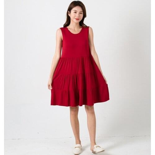 Large Size Loose Summer Cake Dress Women Sexy Nightgowns Sleeveless Nightdress Female Lounge Wear Homedress Modal Night Shirt