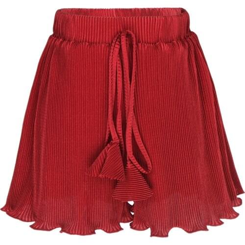 2021 New Summer Women Loose Shorts High Elastic Waist Pleated Shorts Female Ice Silk Ruffles Casual Short Pants Plus Size M-7XL