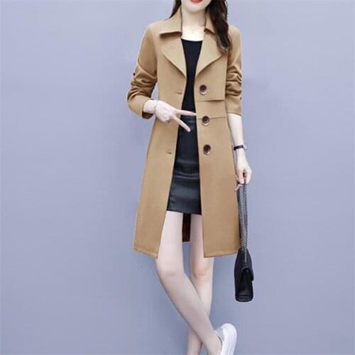 Women trench coat elegance Lapel double-breasted Ladies Outwear new fashion womens trench coat waist print womens trench coat