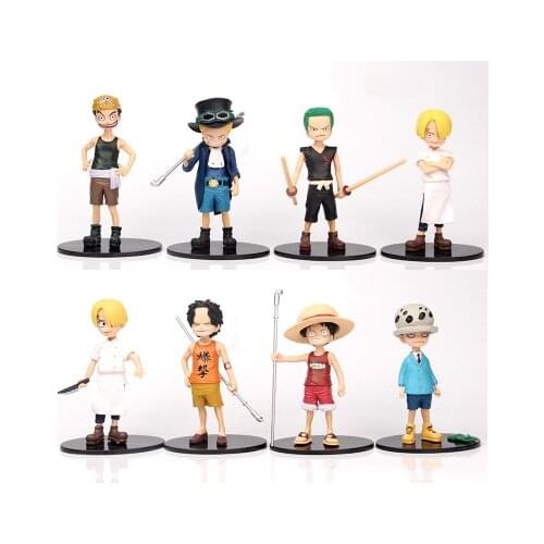 8pcs/lot 15cm Anime One Piece Luffy Ace Say Shanji Sauron Trafalgar Law PVC Cute Figure Model Toys