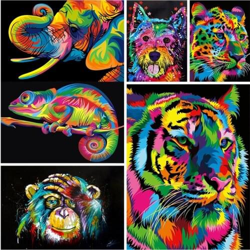 DIY 5D Diamond Painting Animal Tiger Elephant Monkey Full Drill Embroidery Mosaic Art Picture of Rhinestones Home Decor Gift