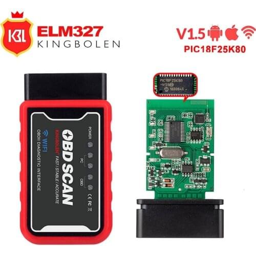 5pcs/lot ELM327 V1.5 Wifi PIC18F25K80 Chip OBD2 Code Reader ELM 327 V1.5 OBDII Diagnostic Tool for IOS/PC auto scanner