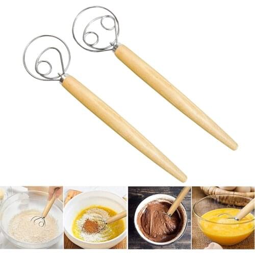 Large Hand Danish Dough Whisk Bread Mixer Stainless Steel Cake Pastry Dough Mixer Stick Egg Beater Kitchen Baking Blender Tools