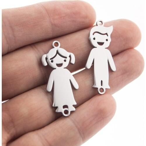 Stainless Steel Bracelet connector son daughter with 2 loops boy girl Customized shape plate mirror polished wholesale 50pcs