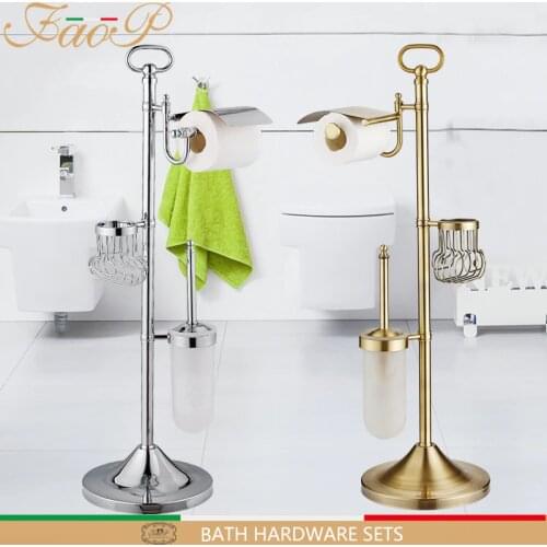 FAOP bathroom Toilet Brush Holders Bath Hardware Sets Gold Antique brass Roll Paper Hanger Paper Holders Bath towel back