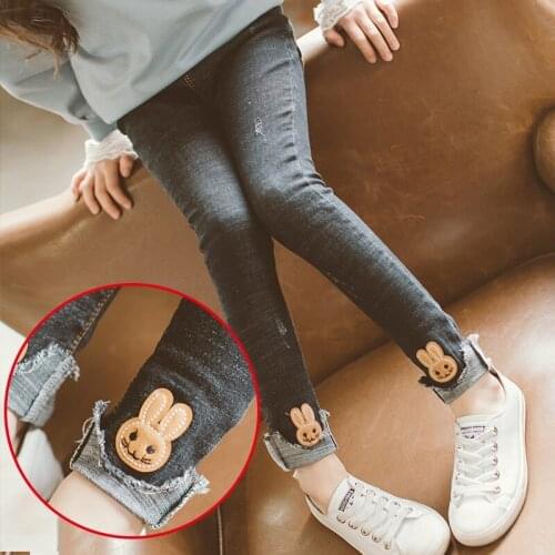 Children denim Pants girls thickened jeans baby kids cartoon leggings 2019 winter childrens clothes girl cotton pencil trousers