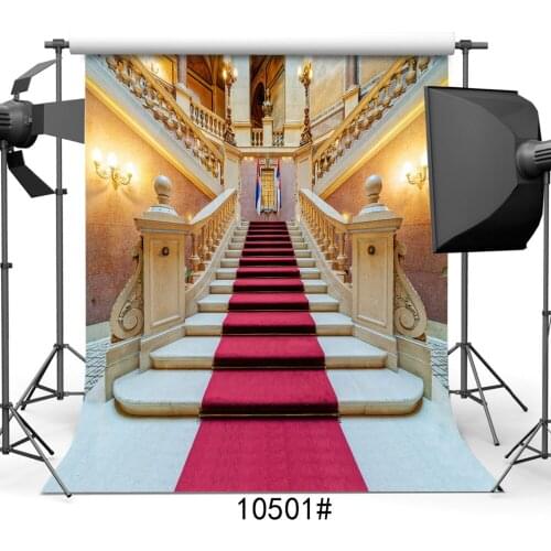 Photography Backgrounds for Photo Studio Indoor Staircase Red Carpet Vinyl Cloth Portrait Photo Backdrops for Wedding Kids Baby