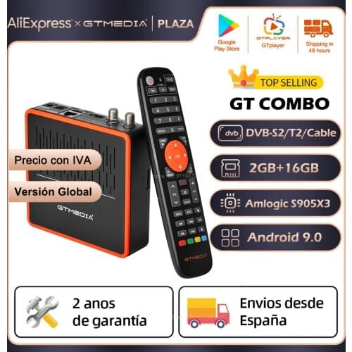 GTMEDIA GT Combo 4K Satellite Receiver Android 9.0 TV BOX DVB-S2 T2 Cable M3U Ccam Oscam Built In Wifi GTC Stock in Spain italy
