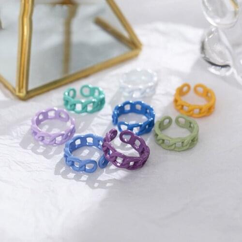 HANGZHI 2021 New Korean design style color ring creative hollow personality macaron candy color ring