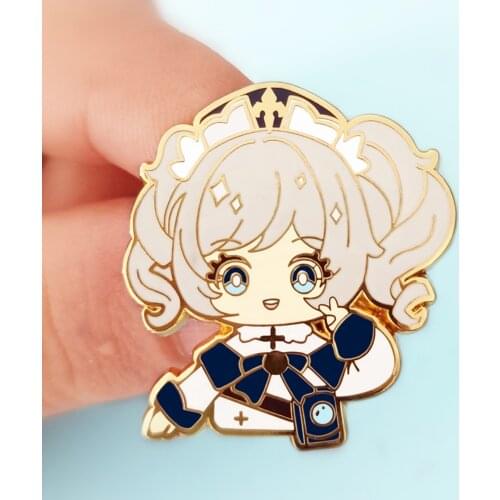 Kawaii Barbara Gunnhildr Hard Enamel Pin Cute Cartoon Love To Sing Girl Idol Brooch Genshin Impacts Game Fans Gift Jewelry