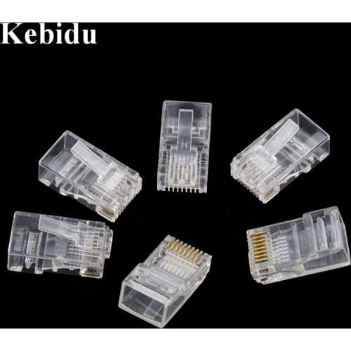 Kebidu 20pcs/lot Network Ethernet Crystal Plug RJ45 Connectors 8Pin RJ45 Connector CAT5 CAT5e Cat6 Modular Cable Plugs Socket