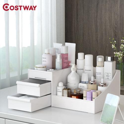 COSTWAY Cosmetic Box Desktop Cosmetic Storage Box Drawer Type Plastic Jewelry Storage Organizer Storage Rack W0592