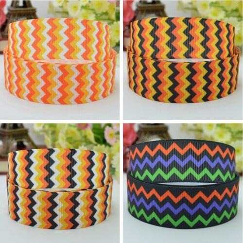 10 Yards 22mm 7/8" Halloween chevron Pretty Printed grosgrain ribbon hair bow Headwear DIY hair accessories retail