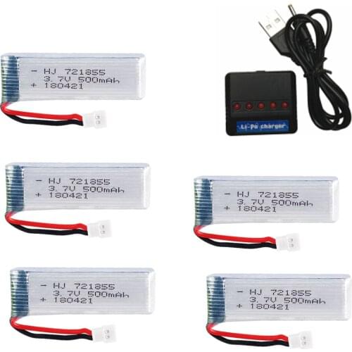 Lipo Battery 3.7v 500mAh for E50 H37 ELFIE Drone RC Dron RC Helicopter 721855 Lithium Battery and USB Charger Spares Part 721855