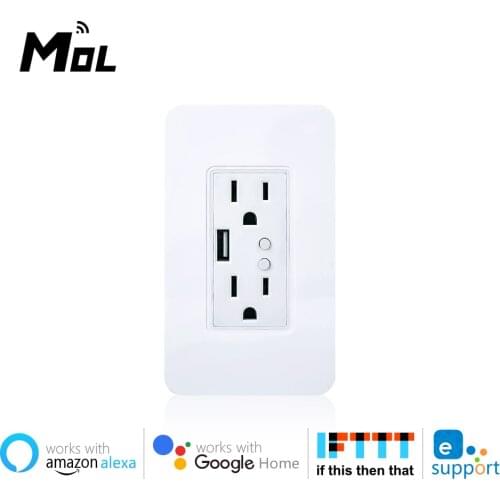 MOL eWeLink USB Interface Smart Socket 16A 2.4GHz Wall Outlet Divided Control WIFI Convenient Countdown US Plug Voice General