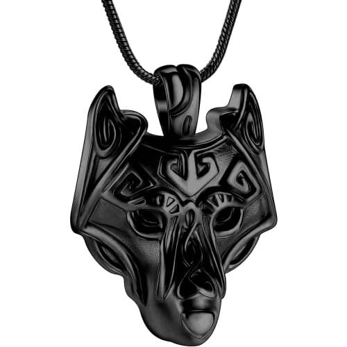 Wolf Head Stainless Steel Cremation Necklace For Men Keepsake Jewelry Hold Ashes Of Loved Ones Pet Memorial Urn Pendant