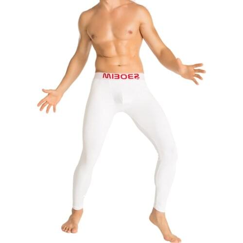Men Winter Thermal Underwear Warm Sexy Long Johns Pants Solid Colors Sleeping Trousers Sleepwear Bottoms