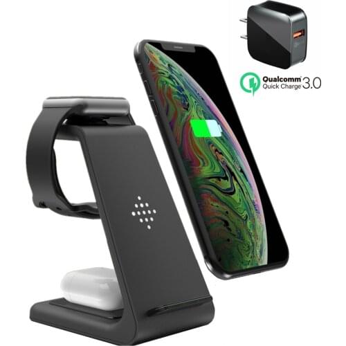 Desk Wireless Charger For iPhone 12 11 Watch Airpods New 3 in 1 Wireless Charger Station Dock Stand for Samsung Galaxy Buds