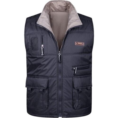 Winter Thick Warm Cotton Vest For Men Spring Autumn Male Casual Multi Pocket Photographer Sleeveless Baggy Jacket Mens Waistcoat