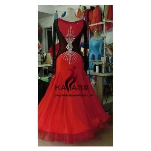 KAKA DANCE B1555,New Ballroom Standard Dance Dress,Waltz Ballroom Competition Dress,Red Ballroom Dance Competition Dresses