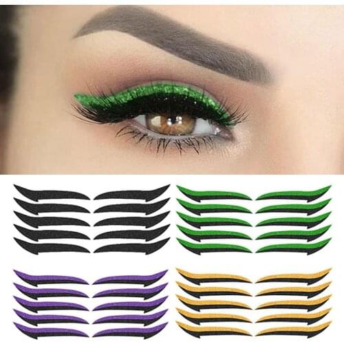 Glitter Eyeliner Eyelash Sticker Waterproof Reusable False Eyelashes Eyeliner Stickers Double Eyelid Tape Cat Eye Makeup 5pairs