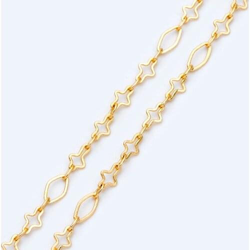 Gold plated Brass Link Chains, Specialty Chains for DIY Necklace, Chain Findings (#LK-430)/ 1 Meter=3.3 ft