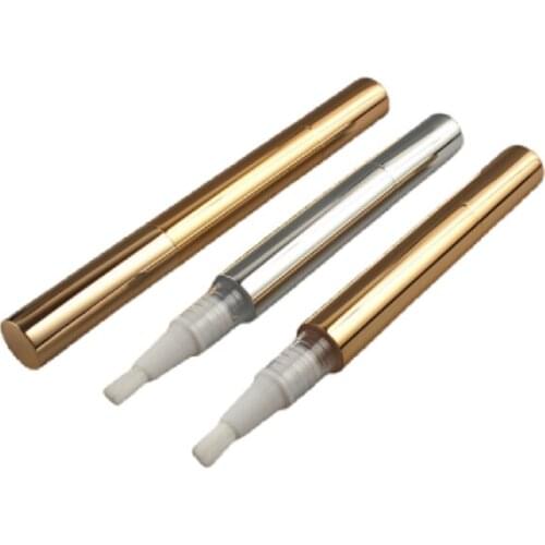 Empty 3ml Twist Pen with Brush Refillable Bottle Gold Silver Cosmetic Container Nail Polish Tube Lipgloss Twist Pen 20pcs/lot