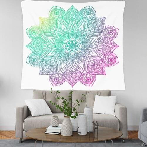 Psychedelic Mandala Tapestry Wall Hanging Printed Home Decoration Boho Floral Hippie Tapestries Beach Towel Yoga Mat Tapestry