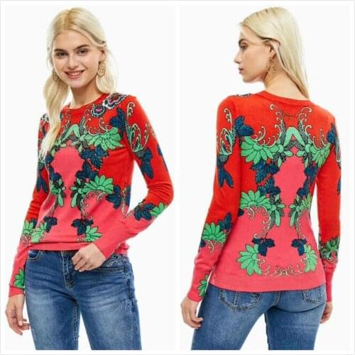 Spanish European and American style printed sweater thin sweater