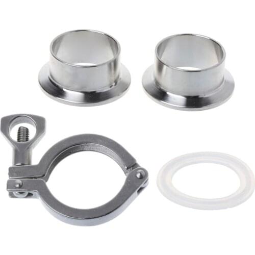 Stainless Steel Tri-clamp SUS304 Sanitary Pipe Weld Ferrule Silicone Gasket Set