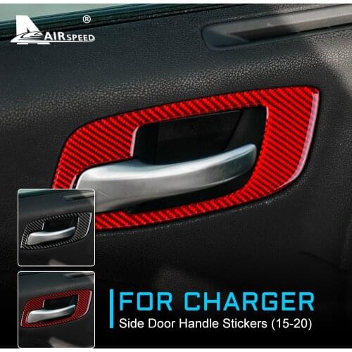 Carbon Fiber for Dodge Charger 2015 2016 2017 2018 2019 2020 Accessories Interior Trim Car Side Door Handle Cover Frame Sticker