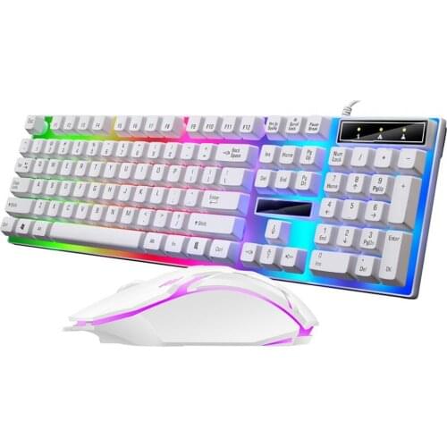 G21B Wired USB PC Gamer Suspension Mechanical Feel Keyboard + Mouse Set Photoelectric Laptop Computer Backlit Keyboard Set