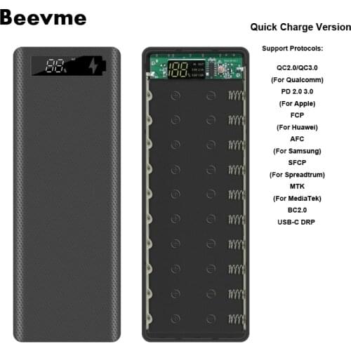 Power Bank Quick Charge 10*18650 Battery Case Dual USB Mobile Phone Charge QC 3.0 PD DIY Shell 18650 battery Holder Charging Box