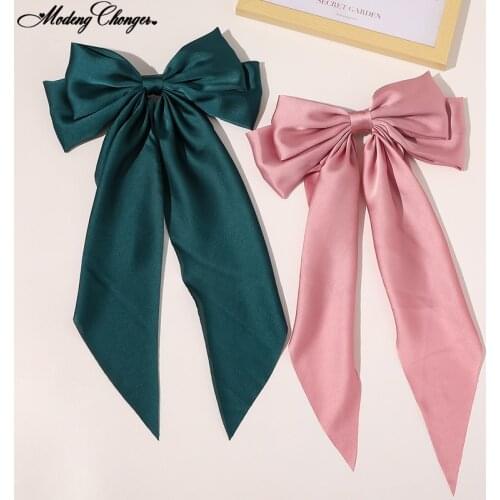 1PC Large Fashion Satin Women Girls Hair Band Trendy Hairpin Casual Hair Clip Cute Ribbon Bow Ladies Headwear Hair Accessories
