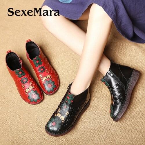 Women Spring Autumn Shoes Genuine leather Flat Ankle Boots For Women Fashion Round Toe Black Ladies Causal Short Boots Size 41