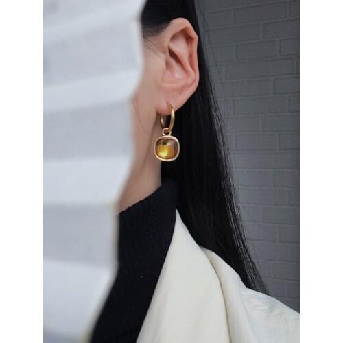 Brass With 18k Gold Candy Color Crystal Statement Drop Earrings Women Jewelry Party Boho T Show Gown Runway Rare Korean Japan