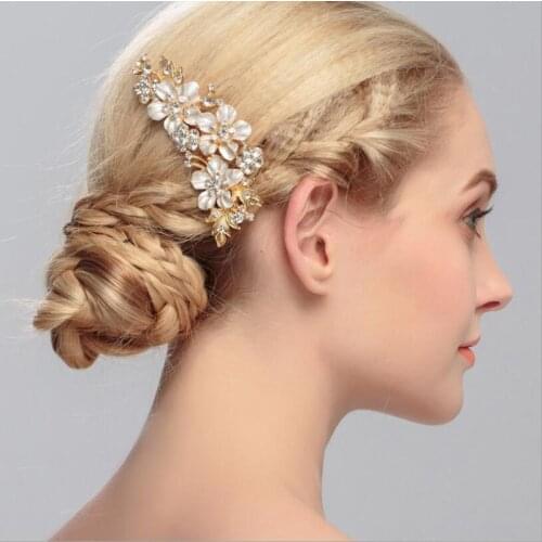 Women Pearl Crystal Flower Wedding Hair Combs Hair Accessories for Bridal Flower Headpiece Women Bride Hair ornaments Jewelry