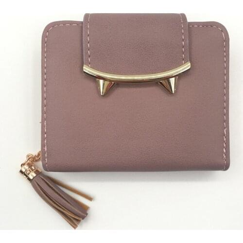 Female Purse Id Coin Card Holder Mini Bag 2021 Korean Cute Cat Ears Leather Short Tassel Women Wallet Small Day Clutch Trifold