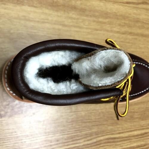 Winter Boots Super Warm Fur Lining Big Size Handmade Genuine Italian Cow Leather Goodyear Welted Custom Made Available YQ875