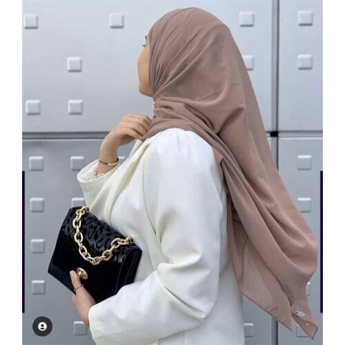 1.8m×0.7m Instagram Pure Color Muslim Long Scarf Ladies Hair Accessories Monochrome Pearl Chiffon Baotou