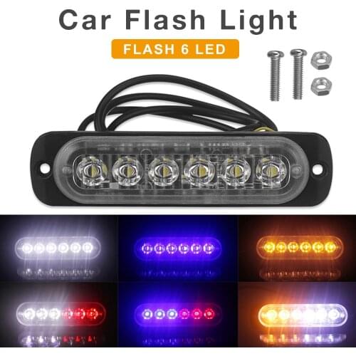 1pcs 12V 24V 18W 6 LED Waterproof Car Emergency Light Bar Beacon Warning Hazard Flash Strobe Lamp for Auto Truck Off Road Cars