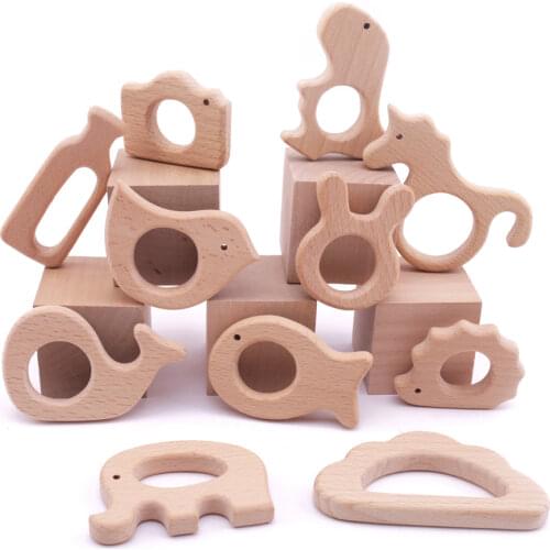 Custom 1pc Baby Wooden Teether Animal Teeth Bracelet Pendant For Pacifier Chain Bpa Free Beech Wooden Rodent Baby Gym Toy