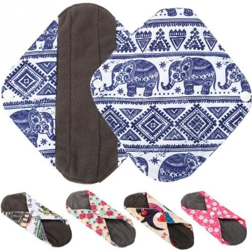 1pc Reusable Charcoal Bamboo Cloth Menstrual Pads Washable Sanitary Panty Pad Mama Sanitary Panty Feminine Hygiene 5 Colors S