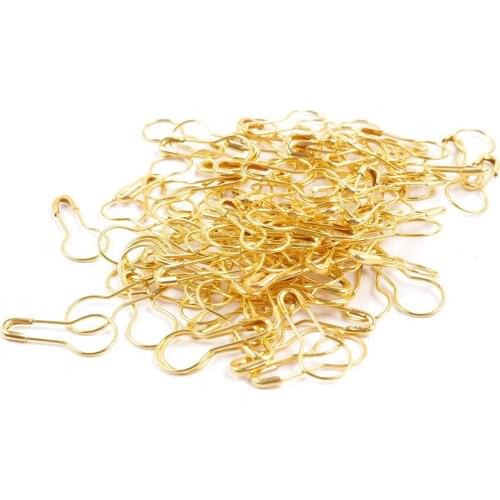 100Pcs Gold Tone Coilless Safety Pins Knitting Stitch Marker Pear Shape Bulb Gourd Calabash Shape Hangtag Pins Home Safety Pins