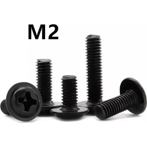 1000PCS M2 PWM DIN967 Black 304 Stainless steel Pan Padded Screws Referral Computer Case Chassis Fixed Motherboard Screws